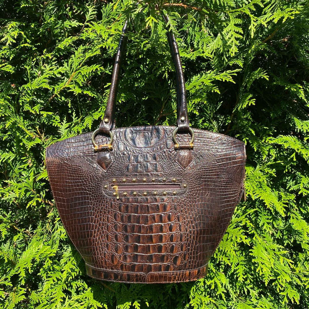 Lopez Taibo crocodile embossed tote shoulder bag